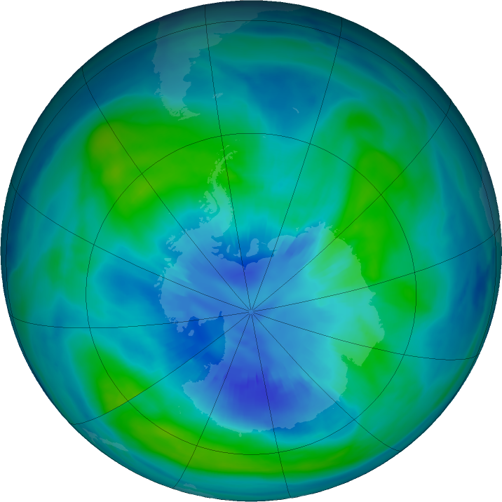 Antarctic ozone map for 03 April 2018